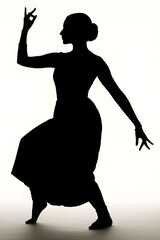 Classical dancer silhouette poses, isolated on a white background 