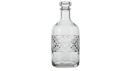 Isolated Elegant Glass Decanter with Diamond Pattern