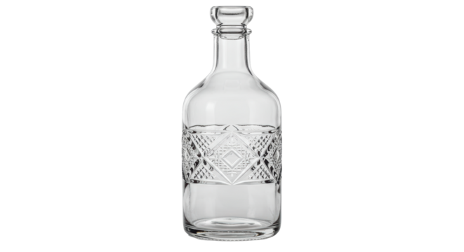 Isolated Elegant Glass Decanter with Diamond Pattern