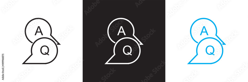 Poster questions and answers icon with speech bubble and q and a letters. vector for websites, mobile inter