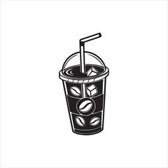 Iced Coffee Silhouette Icon – Refreshing Beverage Vector Design