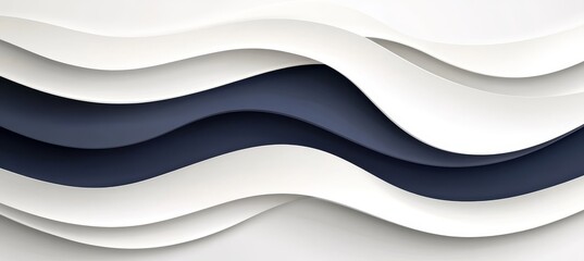 Abstract Paper Carved Background, Navy And White Wave Patterns, Layered Design, Modern Paper Art