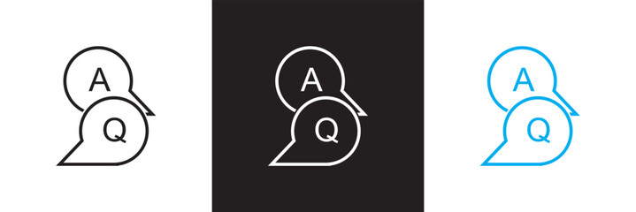 Questions and answers icon with speech bubble and q and a letters.  Vector for websites, mobile interfaces, presentations, banner, visual branding etc. Vector illustration. EPS 10