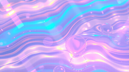 Fototapeta premium Abstract pastel wave background with bubbles and glowing lights