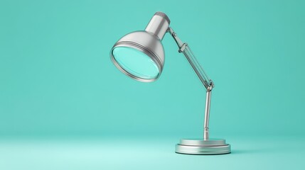 Desk lamp with magnifier attachment in off position on plain background