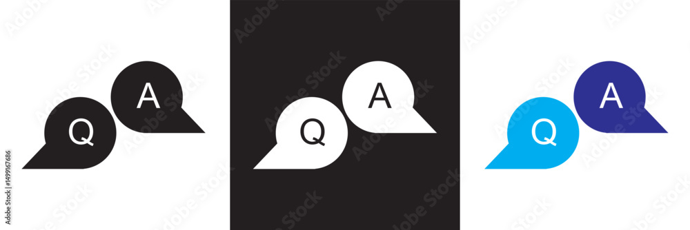 Poster questions and answers icon with speech bubble and q and a letters. vector for websites, mobile inter