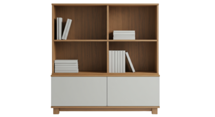 Isolated Modern Bookcase with Shelves and Storage
