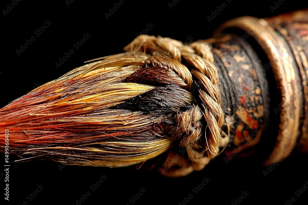 Poster detailed view of a traditional brush with ornate handle showcasing intricate design and craftsmanshi