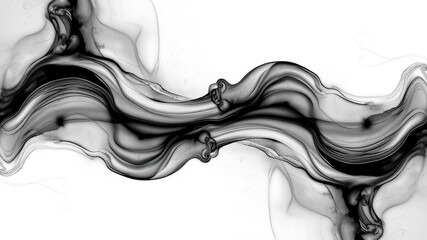 Abstract black and white ink swirl fluid art design