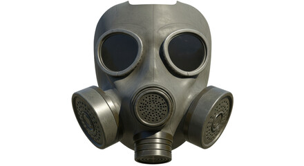 Isolated Gray Gas Mask for Protection against Contaminants