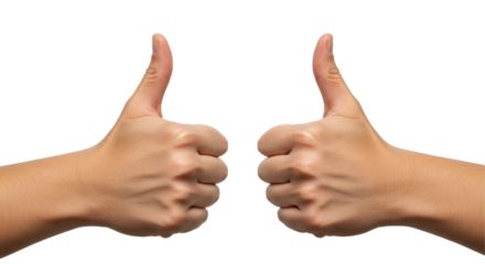 Isolated Pair of Hands Giving Thumbs Up Gesture