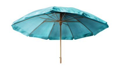 Open beach umbrella on transparent background