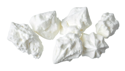 Fluffy meringue cookies floating on transparent background