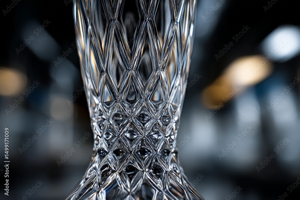 Aufkleber detailed crystal vase showcases intricate design in an elegant indoor setting with soft lighting