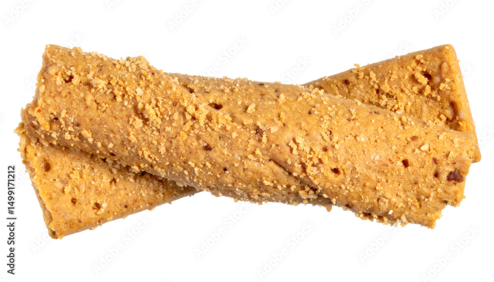 Poster two graham cracker cookie bars crossing each other on transparent background
