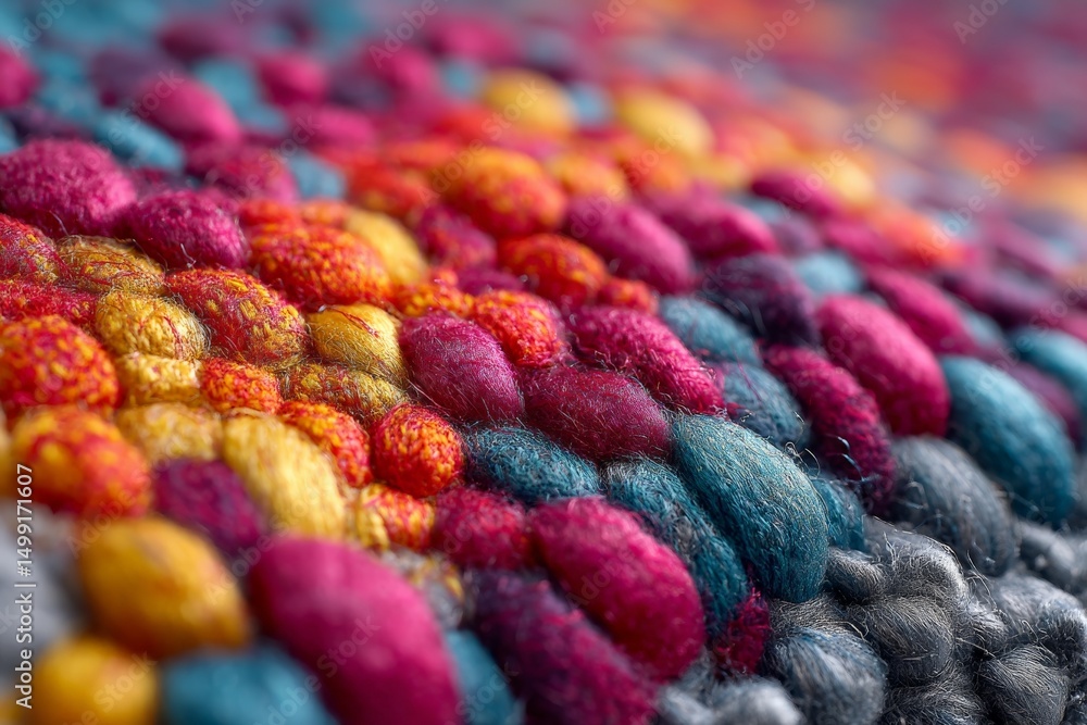Poster colorful textile close-up showcases vibrant textures and patterns in handmade fabric from traditiona