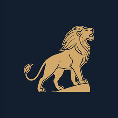 Golden Roaring Lion Full Body Logo