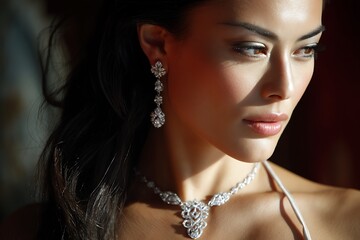 Gorgeous model in white gold diamond elegance  
