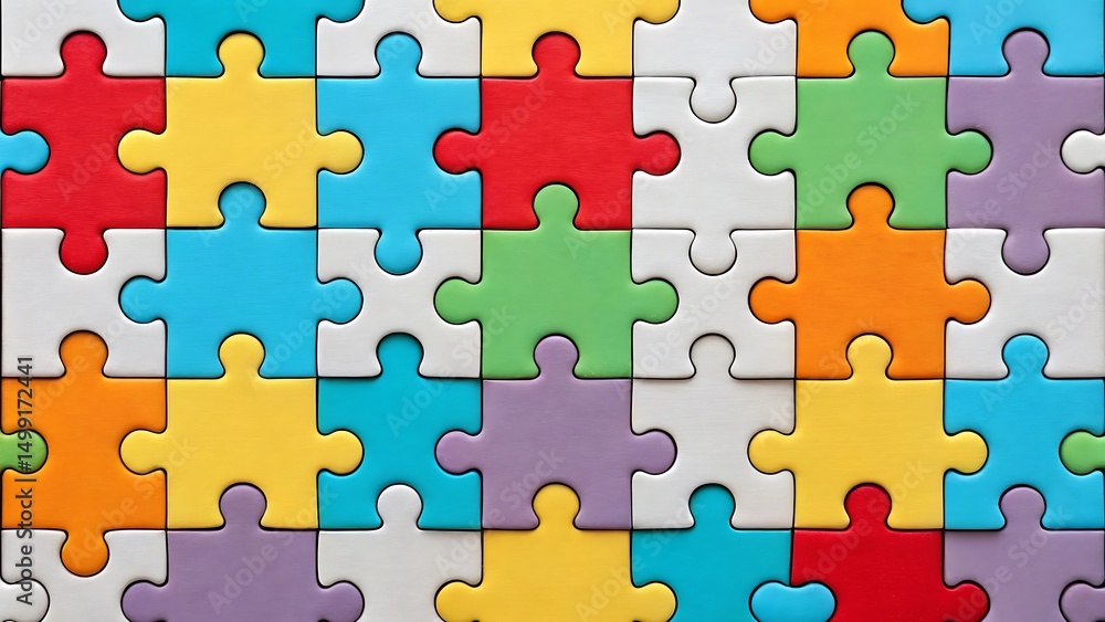 Poster colorful jigsaw puzzle pieces background a vibrant abstract image of interlocking puzzle components
