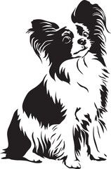 vector illustration of a sitting papillon dog