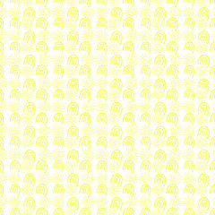 Summer pattern with hand drawn sun and boho rainbow