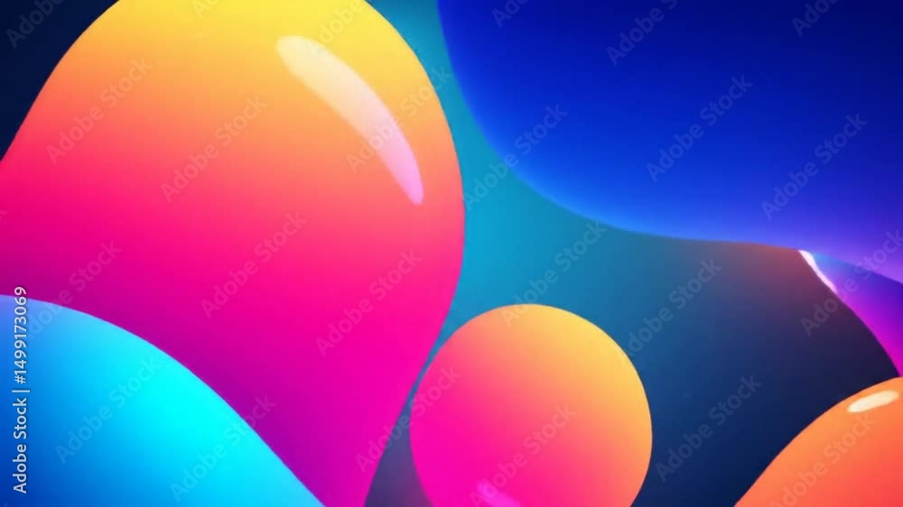 Poster abstract animation with colorful fluid shapes and glowing light effects for modern backgrounds and v