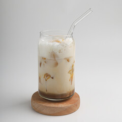 Milk coffee in a cup on white background