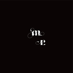 wedding typography initial monogram style and elegant concept MR organic hairline logo letter