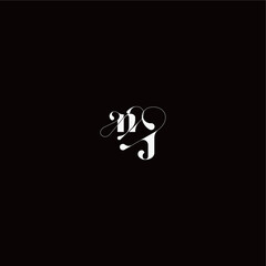 wedding typography initial monogram style and elegant concept NJ organic hairline logo letter