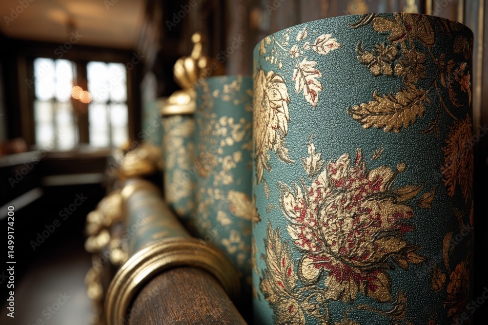 Aufkleber intricate wallpaper patterns in an elegant interior setting showcasing details of design and craftsm