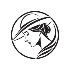 Elegant Woman in Hat Profile Silhouette