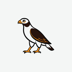 Minimal Hawk Bird Silhouette Vector – Elegant High-Contrast Walking Pose Illustration on White Background