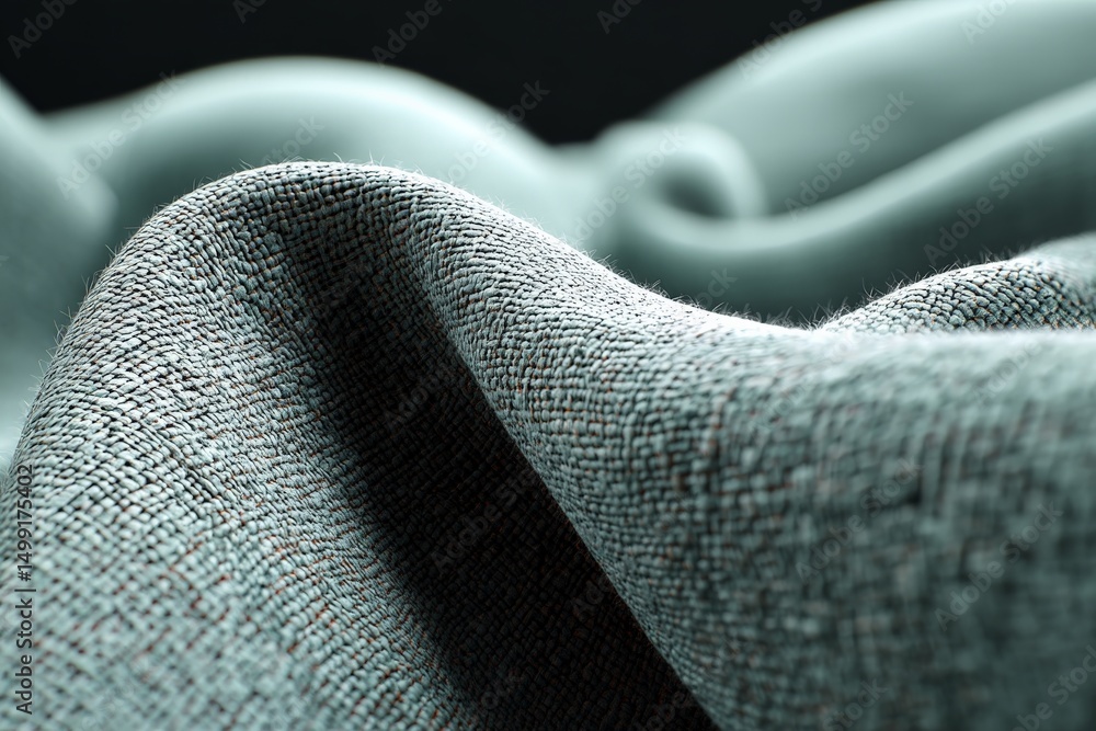 Aufkleber Fabric close-up showcasing intricate texture and wave patterns in soft lighting