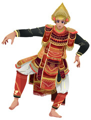 Indonesian Traditional Baris Dance Illustration