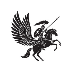  Bellerophon on Pegasus Silhouette with Spear