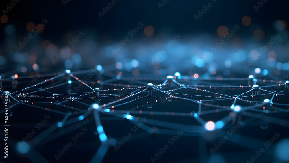 Poster abstract 3d render of a dazzling network connections and data visualization