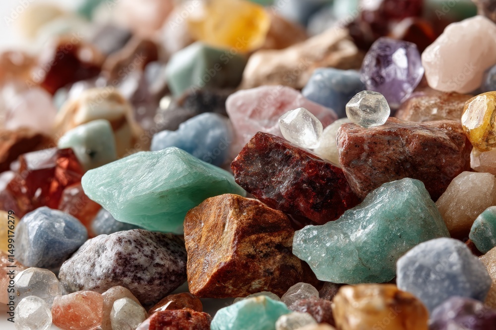 Aufkleber Colorful collection of gemstones and minerals displayed in a close-up arrangement showing their unique textures and forms