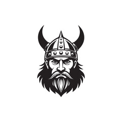 Viking Warrior Face with Horned Helmet