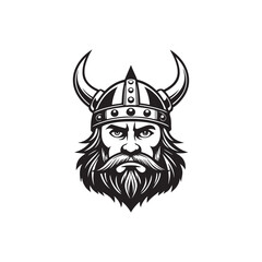 Viking Warrior Face with Horned Helmet