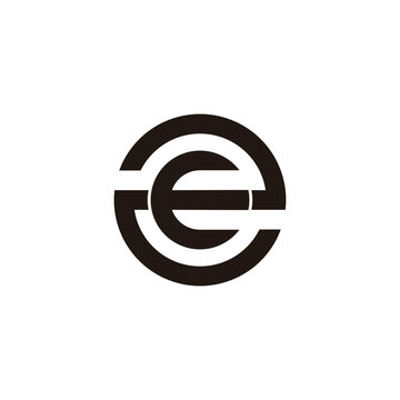 letters ze 2e round simple linear logo vector
