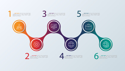 Timeline Infographic Showing 6 Steps of Business Data for Presentation