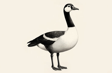 Obraz premium Goose, sketch. Vintage retro print, goose sketch ink pencil style drawing, linear drawing, engrave old school. Sketch artwork silhouette goose. Farm poultry. Illustration