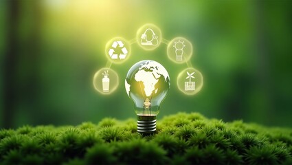 Sustainable energy concept, represented by a lightbulb.