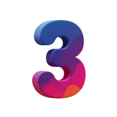 Vibrant Number Three with Fluid Gradient Design