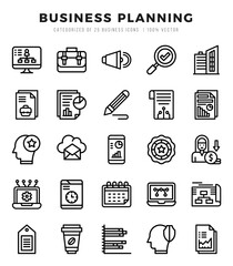 Vector icons set of Business Planning. Lineal style Icons.