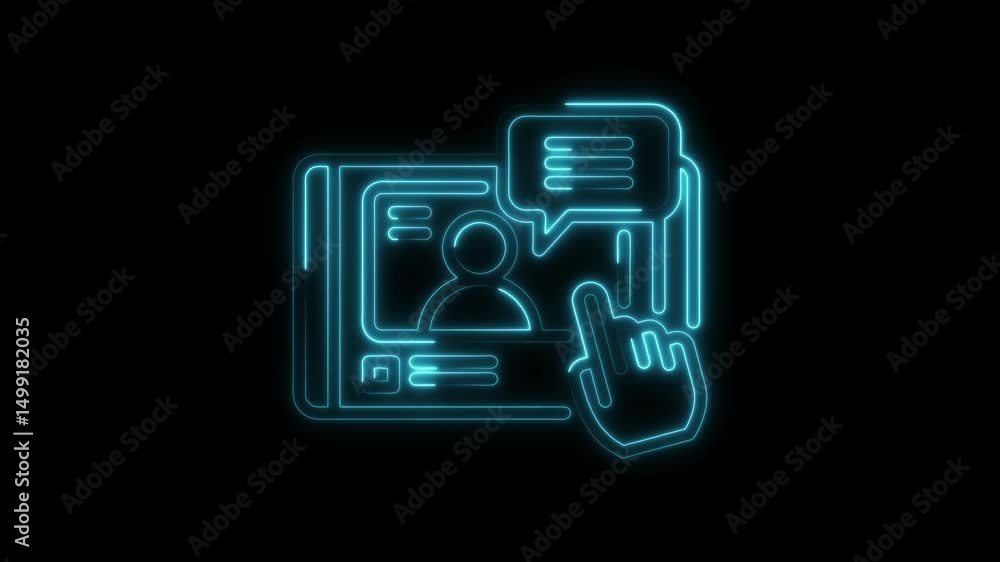 Aufkleber neon style digital identity profile concept with click and message notification animation