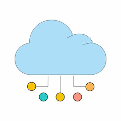 Cloud computing technology icon showing data and network connection