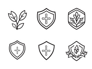 Health Safety Shield Thin Line Art Drawing Vector