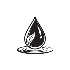 Fototapeta premium Water Drop Silhouette Icon – Minimal Liquid Symbol Vector