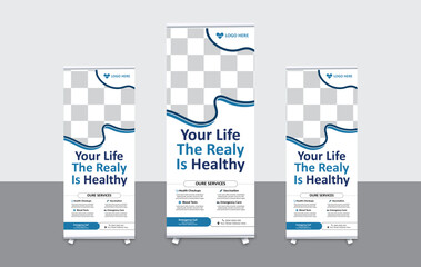 Medical rollup banner design vector file